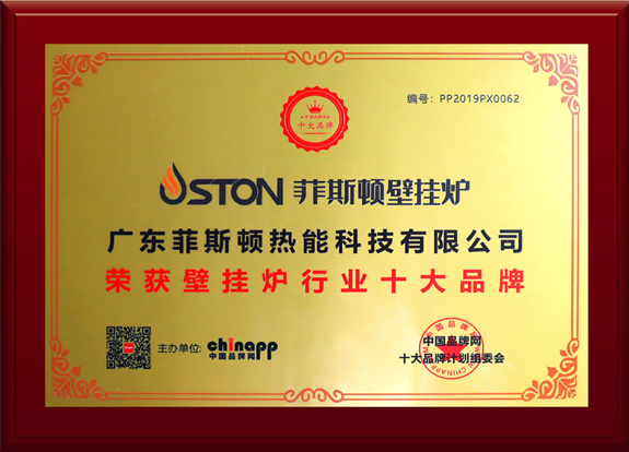 菲思盾壁掛爐行業十大品牌榮譽